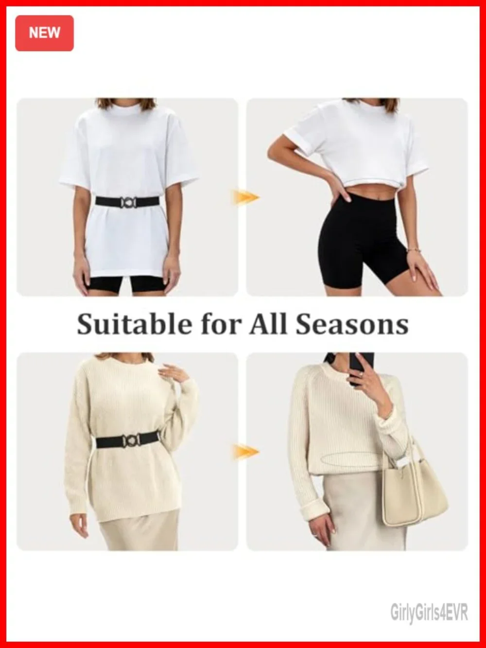 Women's No Show Stretch Belt 2-Pack Adjustable Elastic Waist Belt Flat Buckle